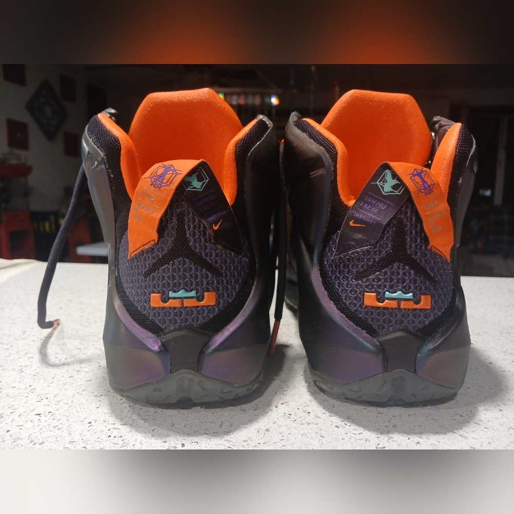 Nike LeBron Basketball Shoes - Dark Purple with Orange Accents - Picture 3 of 8